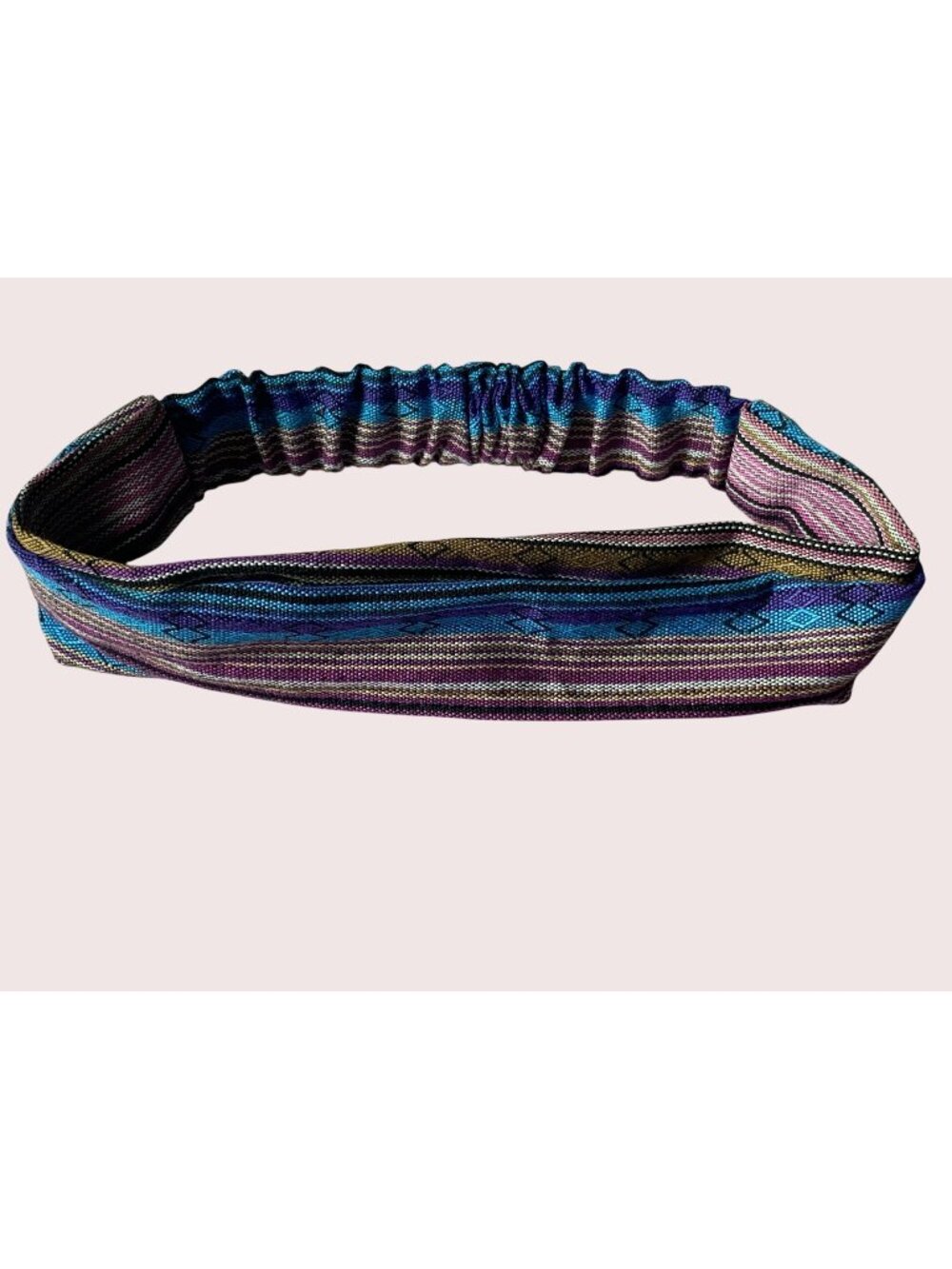 Boho Fabric Stripe Purple Blue Brown Elastic Back Headband NWOT